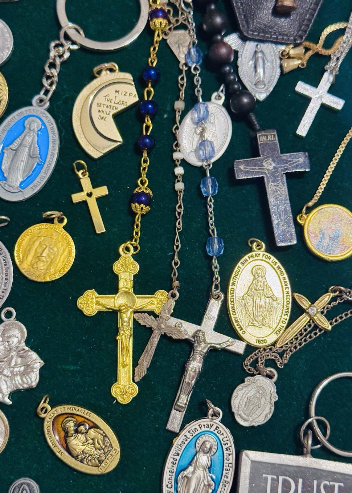 Vintage Modern Religious Cross Necklace Jewelry Lot 120+ Italy Germany Bethlehem
