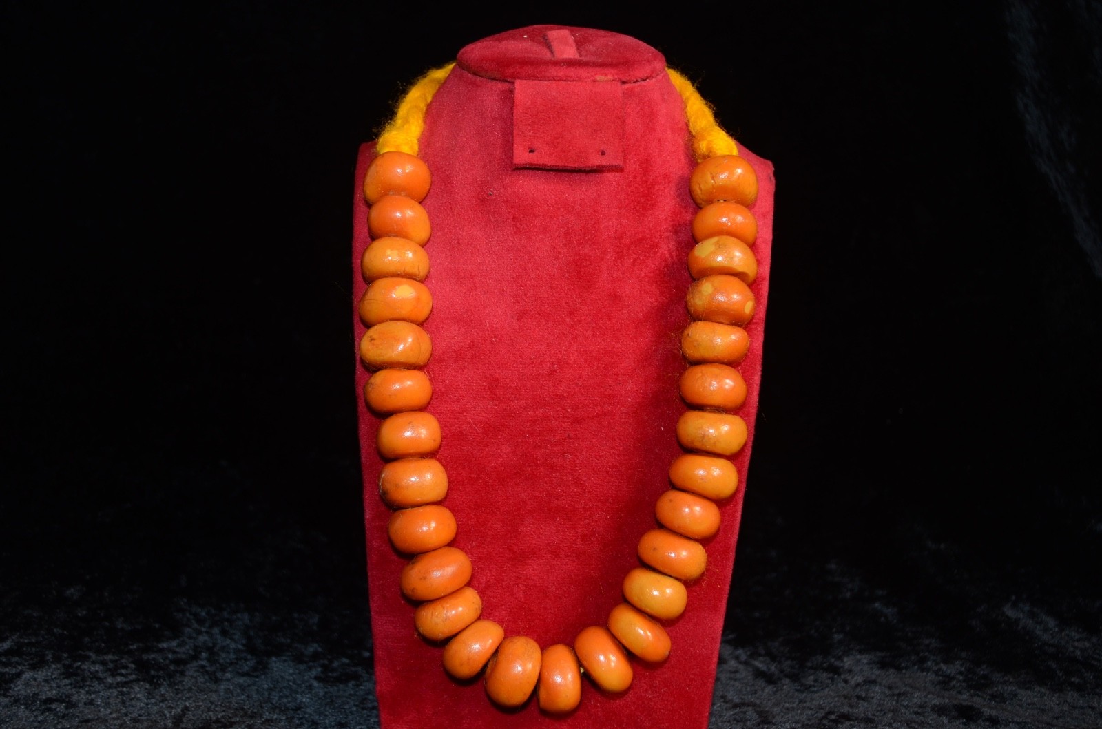 VTG Moroccan Necklace Coral Orange Berber Pendant Amber Handmade Beads African