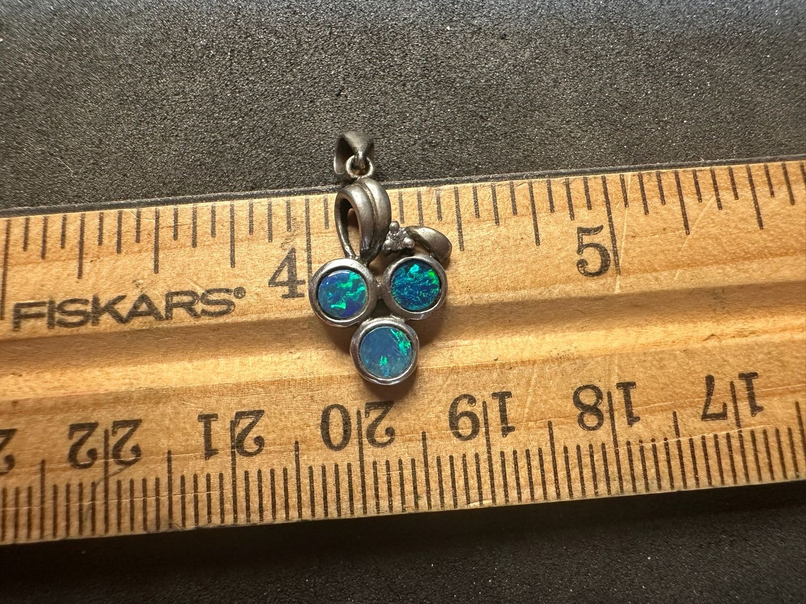 1.32g Vintage Sterling Silver 925 Blue Green Inlay Round Cluster Pendant M