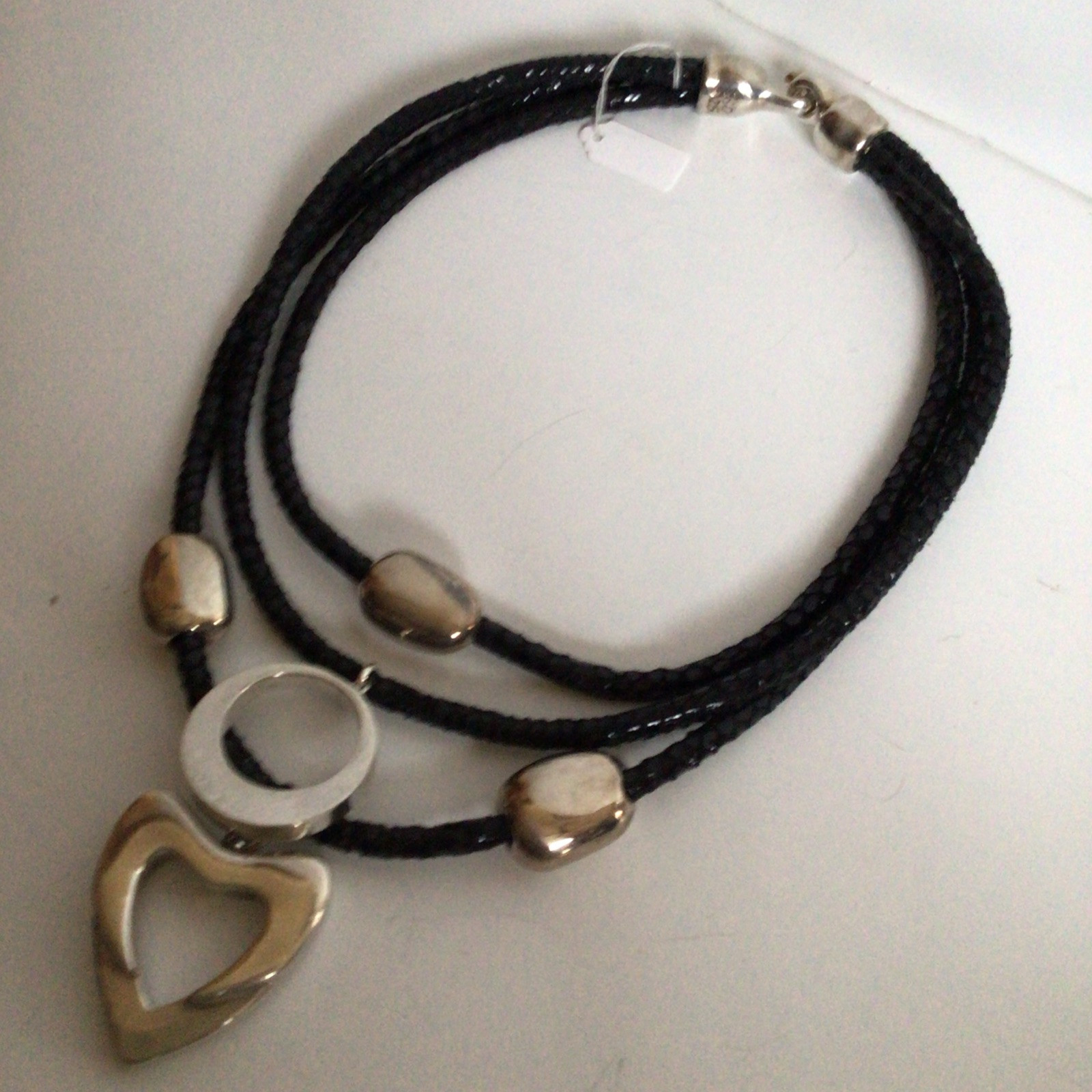 GORGEOUS SEBBAG VON MUSULIN NECKLACE PENDANTS STERLING BEAUTIFUL HEART & CIRCLE