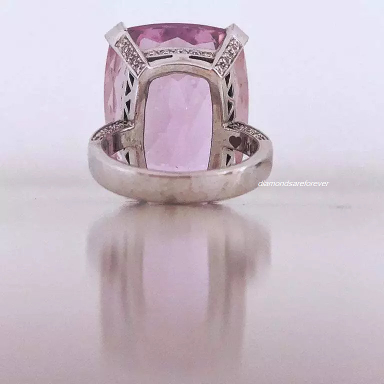 One-Of-A-Kind Awesome Solitaire 29.00CT Rose Pink Cushion Kunzite Wedding Ring