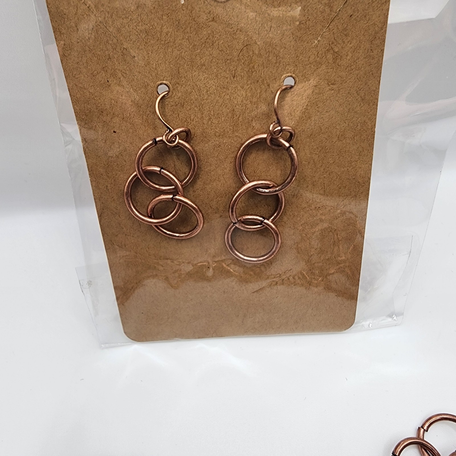 Set Of 3 Vintage Interlocking Circles Gold Copper Tone Necklace/Bracelet/Earring