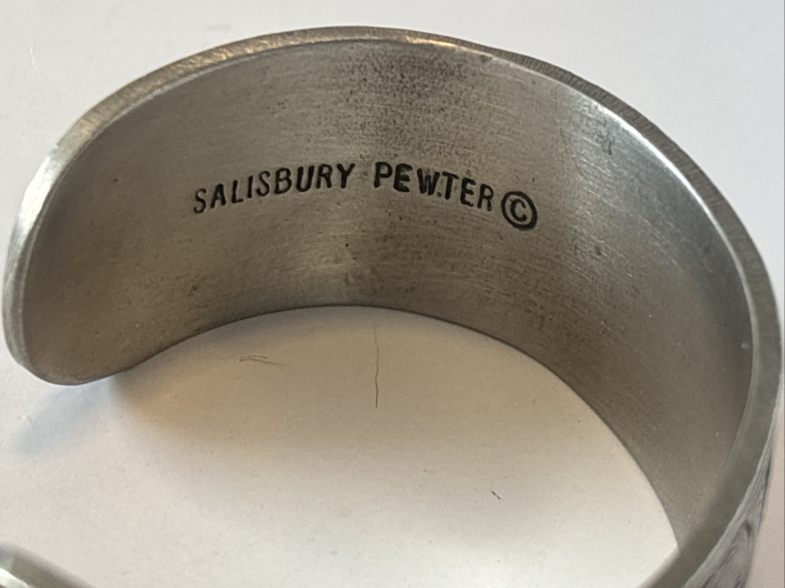 Cuff Bracelet Salisbury Pewter Vintage July Flower of the Month Silver Tone