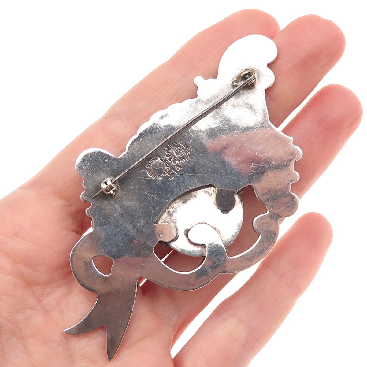 Los Castillo 925 Sterling Silver Vintage Mexico Fish Oxidized Pin Brooch #514