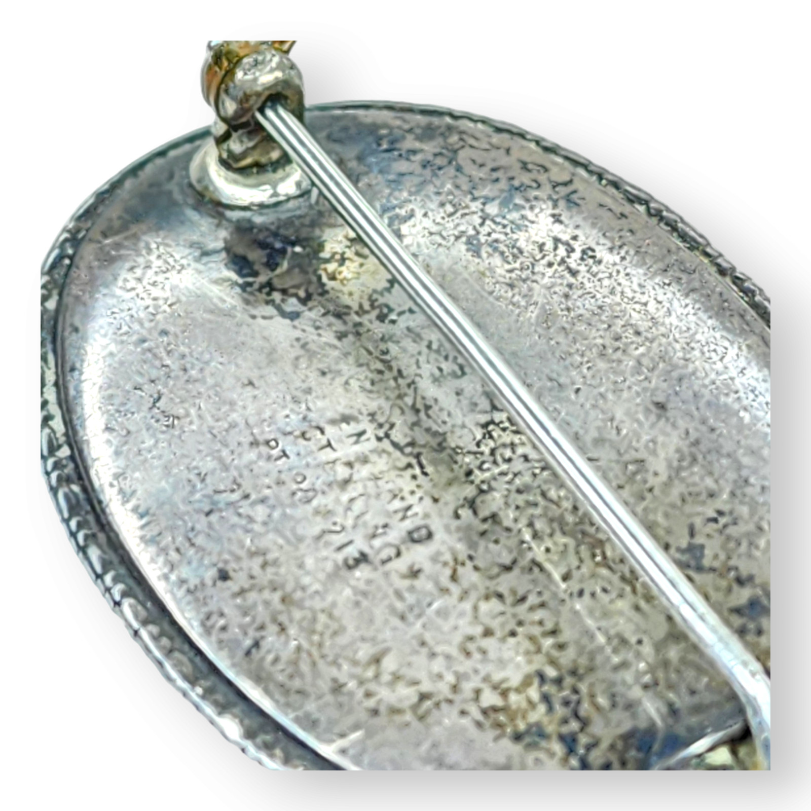 Vintage Sterling Silver Hand Painted Brooch from England