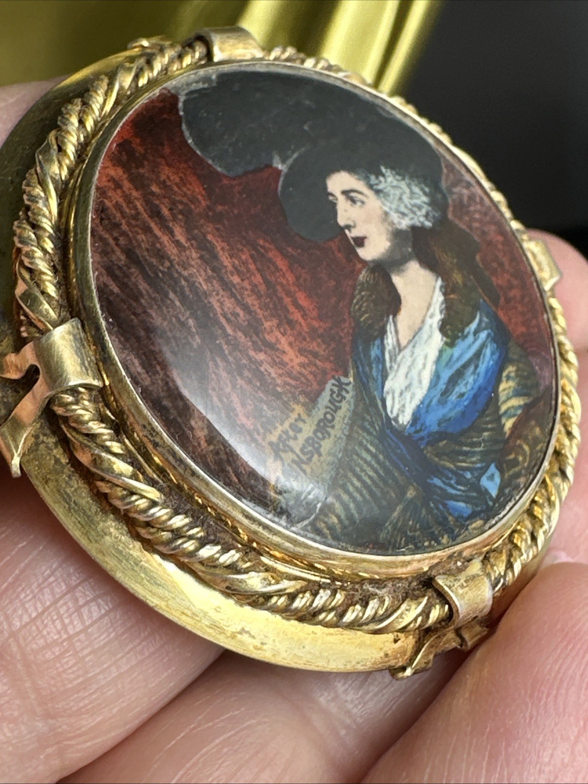 After Gainsborough gold over sterling silver made in England brooch