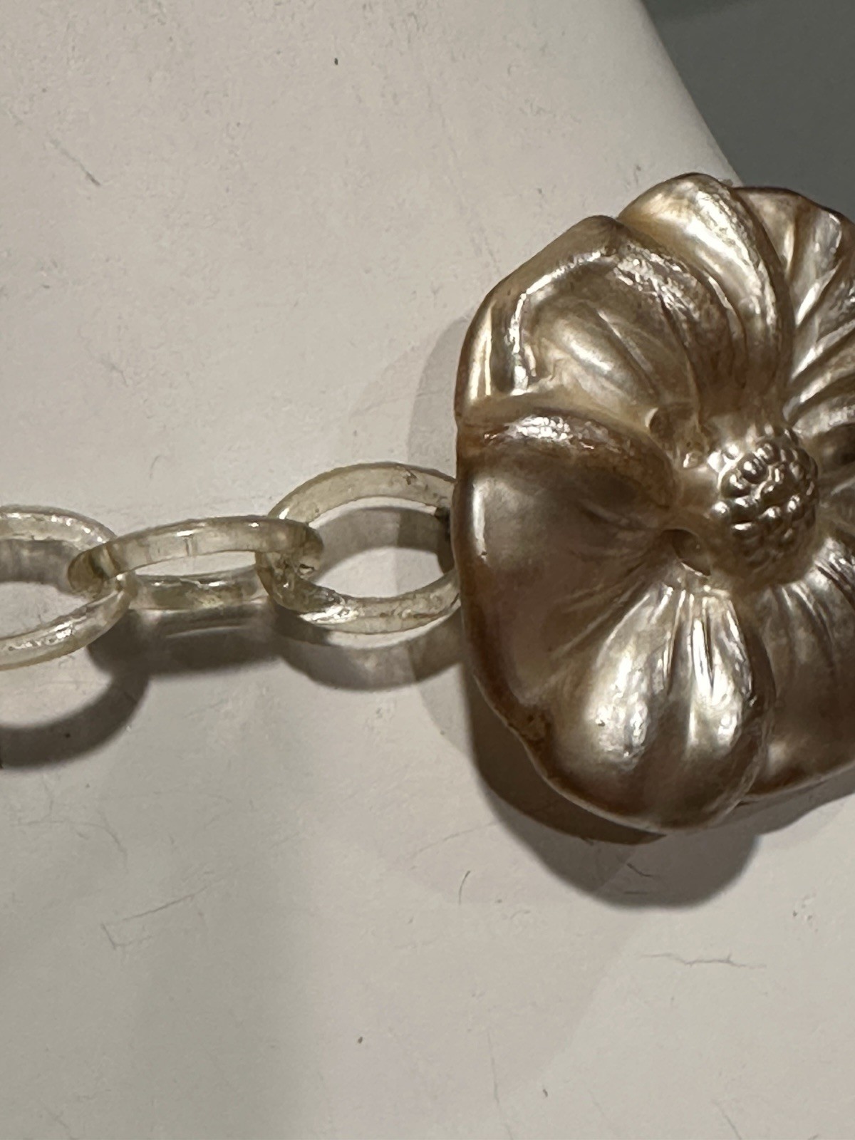 Vintage Ivory Gold Celluloid Floral Necklace 2 Brooches Pins Set Estate Jewelry