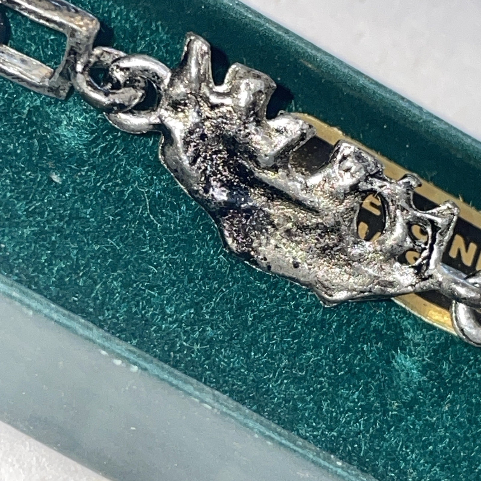 Vintage Genuine Paua Shell Bible Story Noah’s Ark 7.25″ Bracelet Sterling Silver