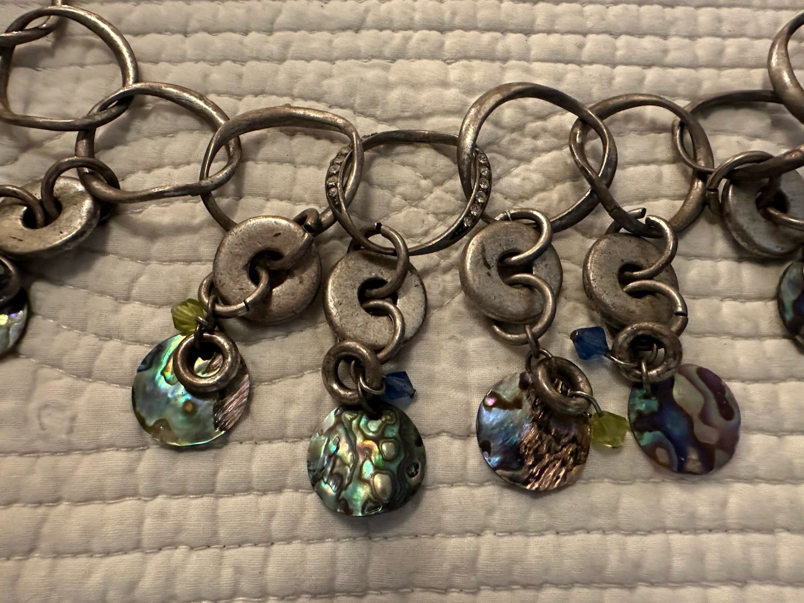 Vintage Chicos Metal And Abalone Shell Necklace