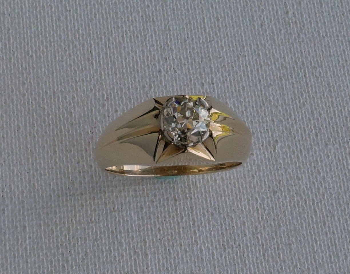 Vintage 14K Yellow Gold 0.90 Ct Old European Cut Diamond Ring 5.3 Gr Sz 8.75