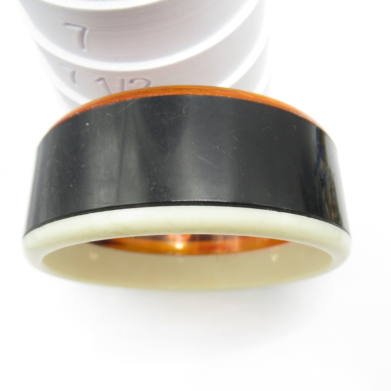 Plastic Faux Tortoise White Brown Plastic Bangle Bracelet 7.5