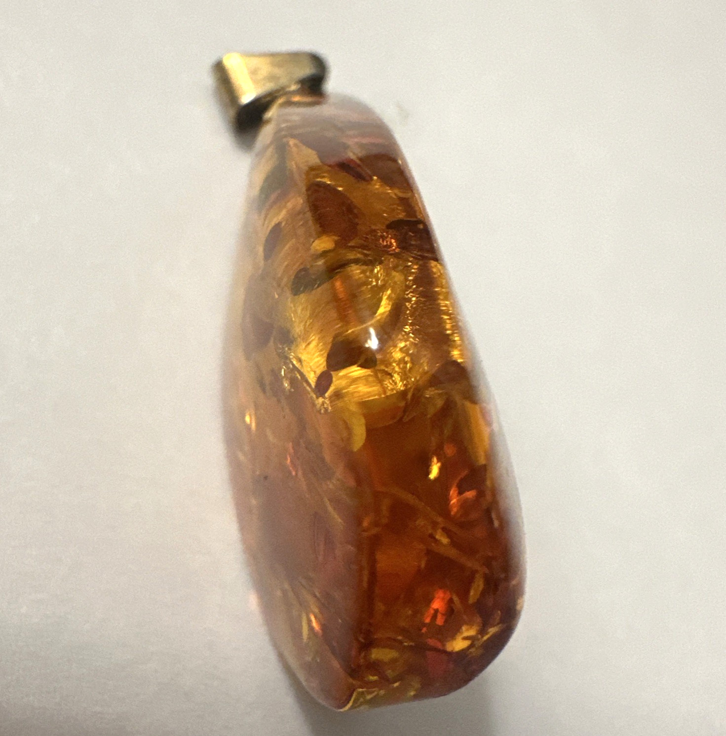Vintage Baltic Amber Pendant Teardrop 2 x 1″ Sterling Silver Bail Marked FF 925