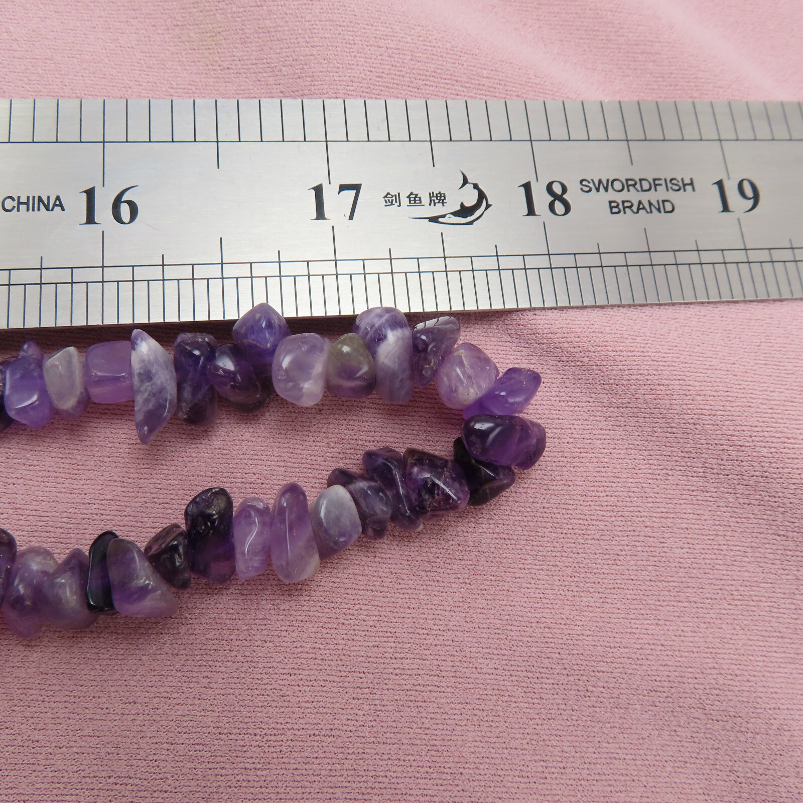 Amethyst Necklace Gemstones Purple Chip Beads 36 inch Nuggets Strand 638c
