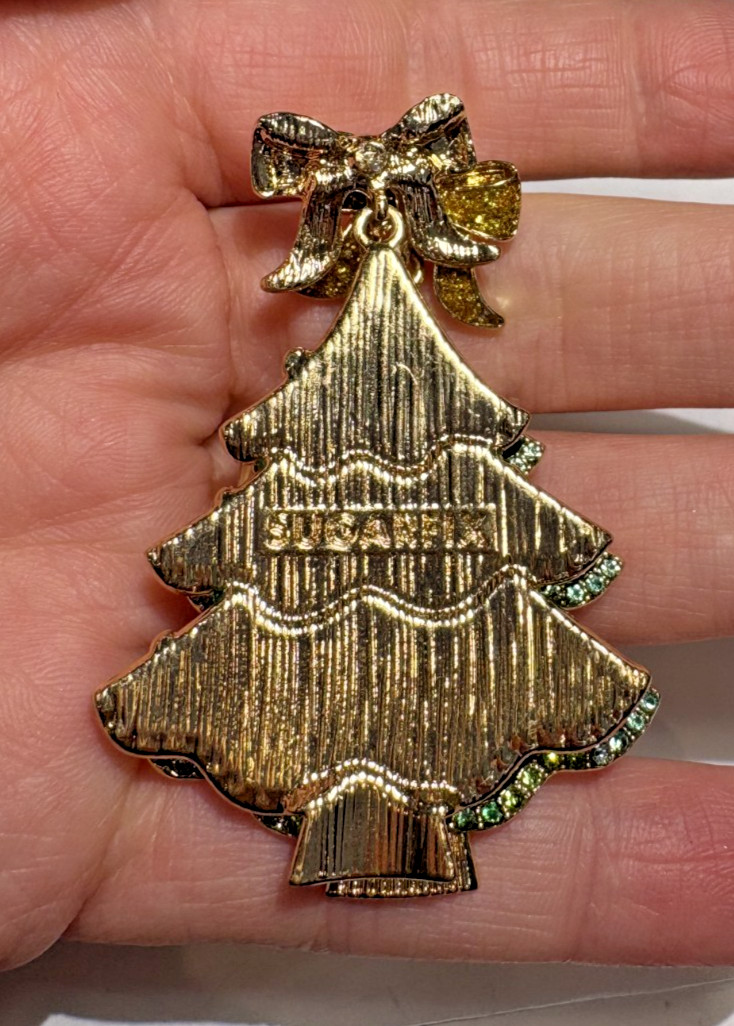 NWT Sugarfix Huge Christmas Tree Enamel Bow Rhinestones Dangle Stud Earrings