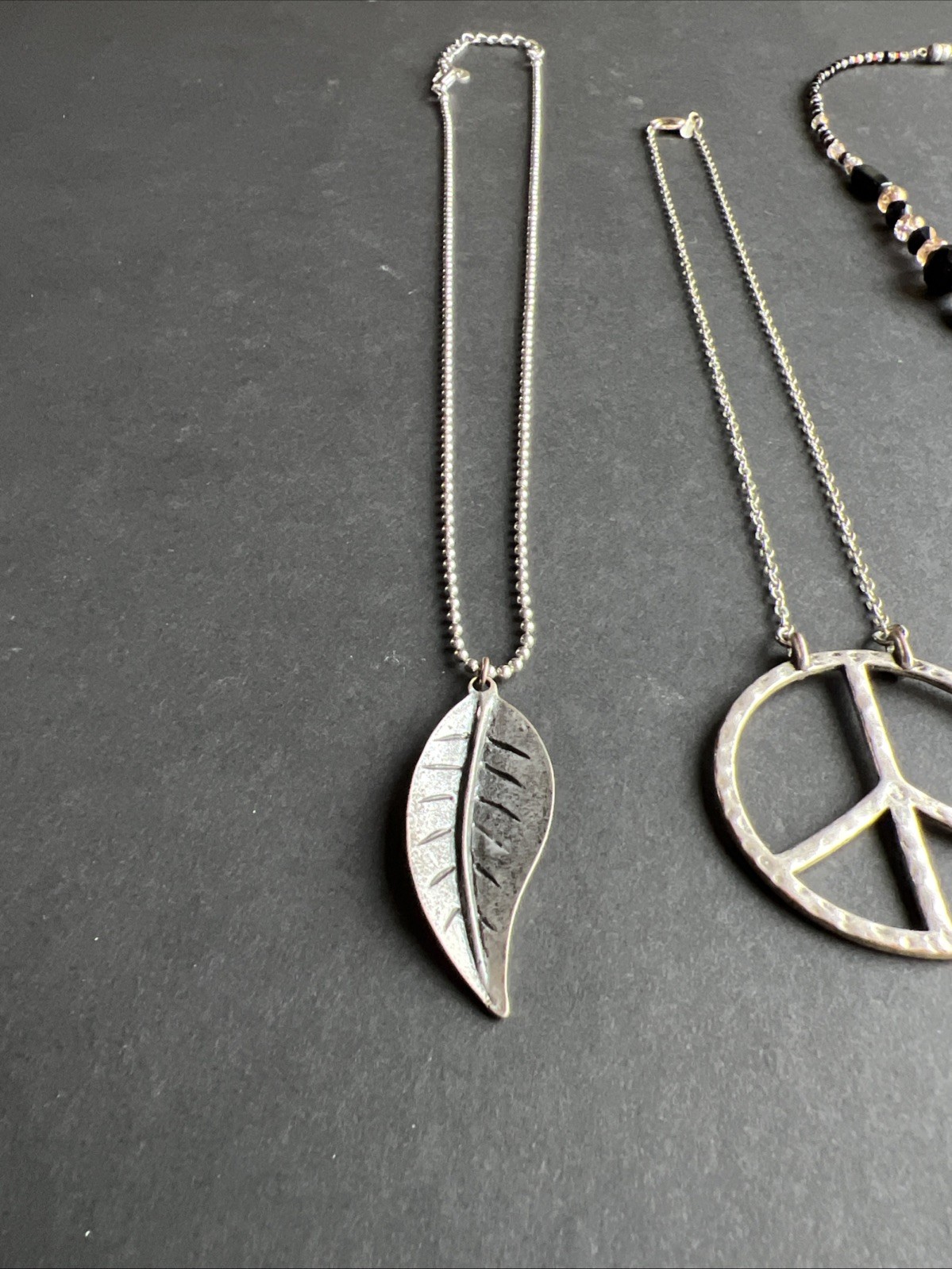 Peace Love Dopamine Weed Leaf Necklaces Vintage Copper Silver Tones Necklace LOT