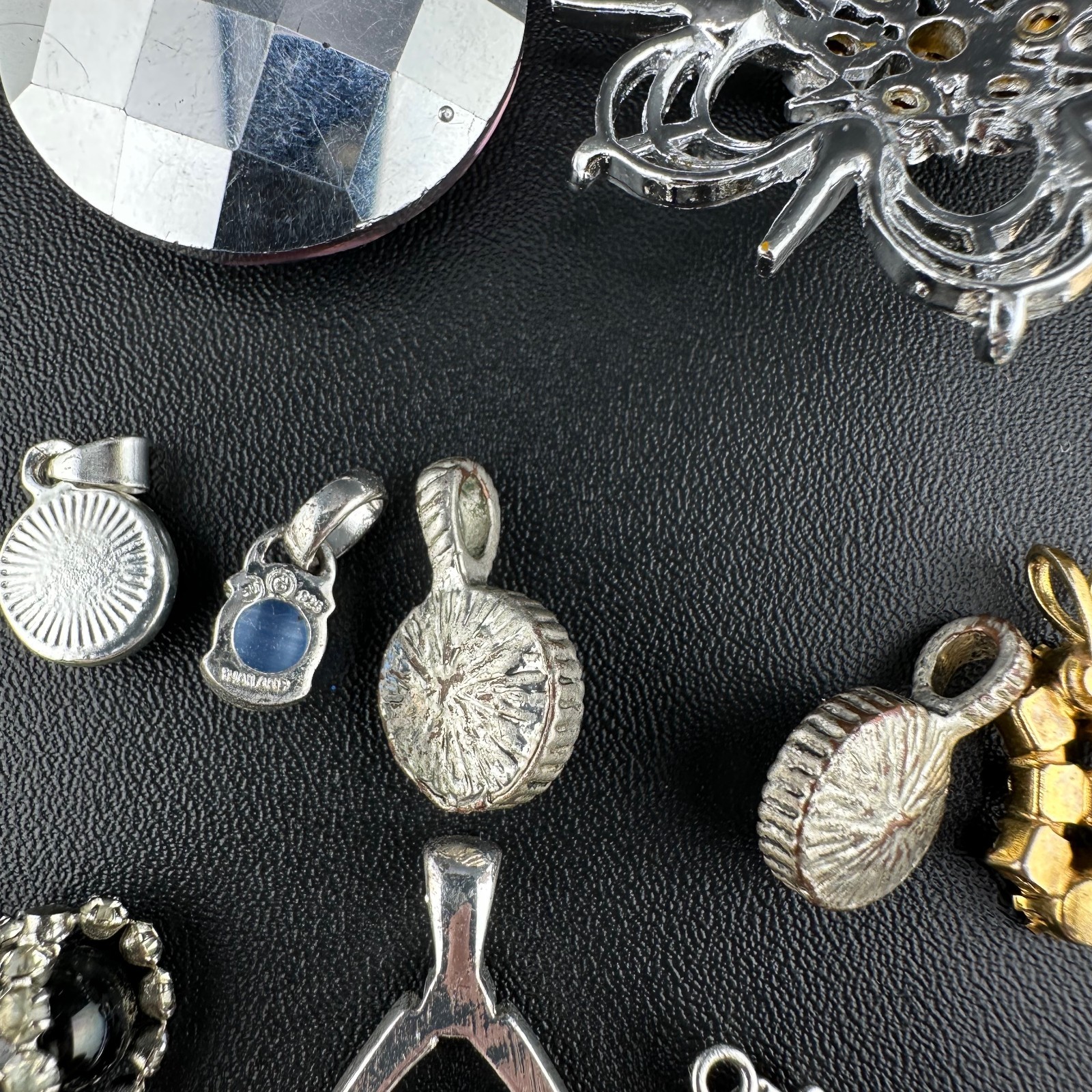 Vintage to Now Crystal Rhinestone Pendant Charm Lot of 28 Silver Gold Tone Mix