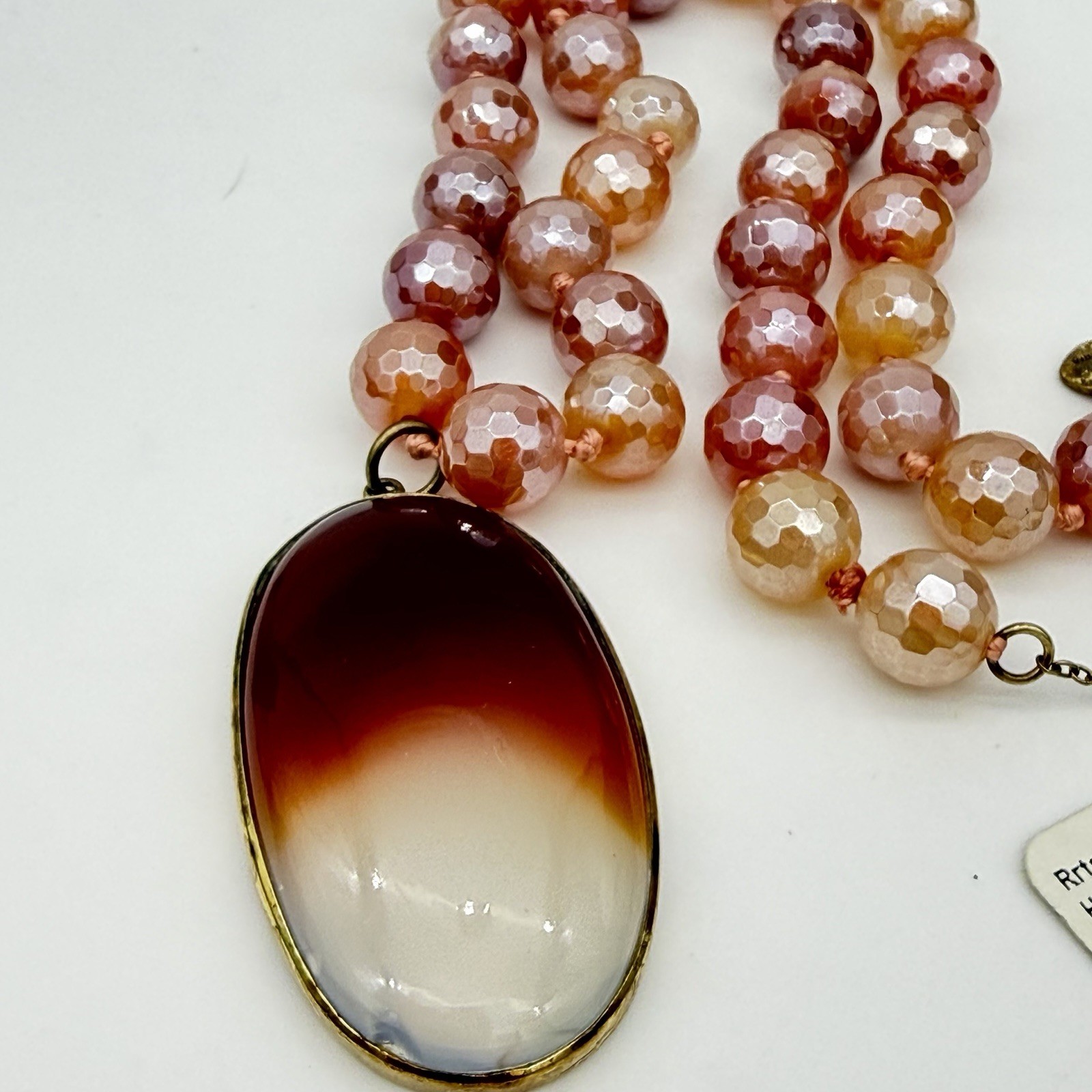Vtg HSN Sterling Silver Gemstone Necklace Sparkling Agate Statement NOS Org. Tag