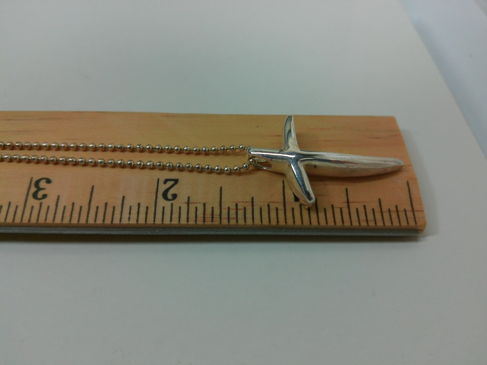Vtg Modernist Religious Angled Cross Pendant Sterling Silver Chain 22″ Necklace