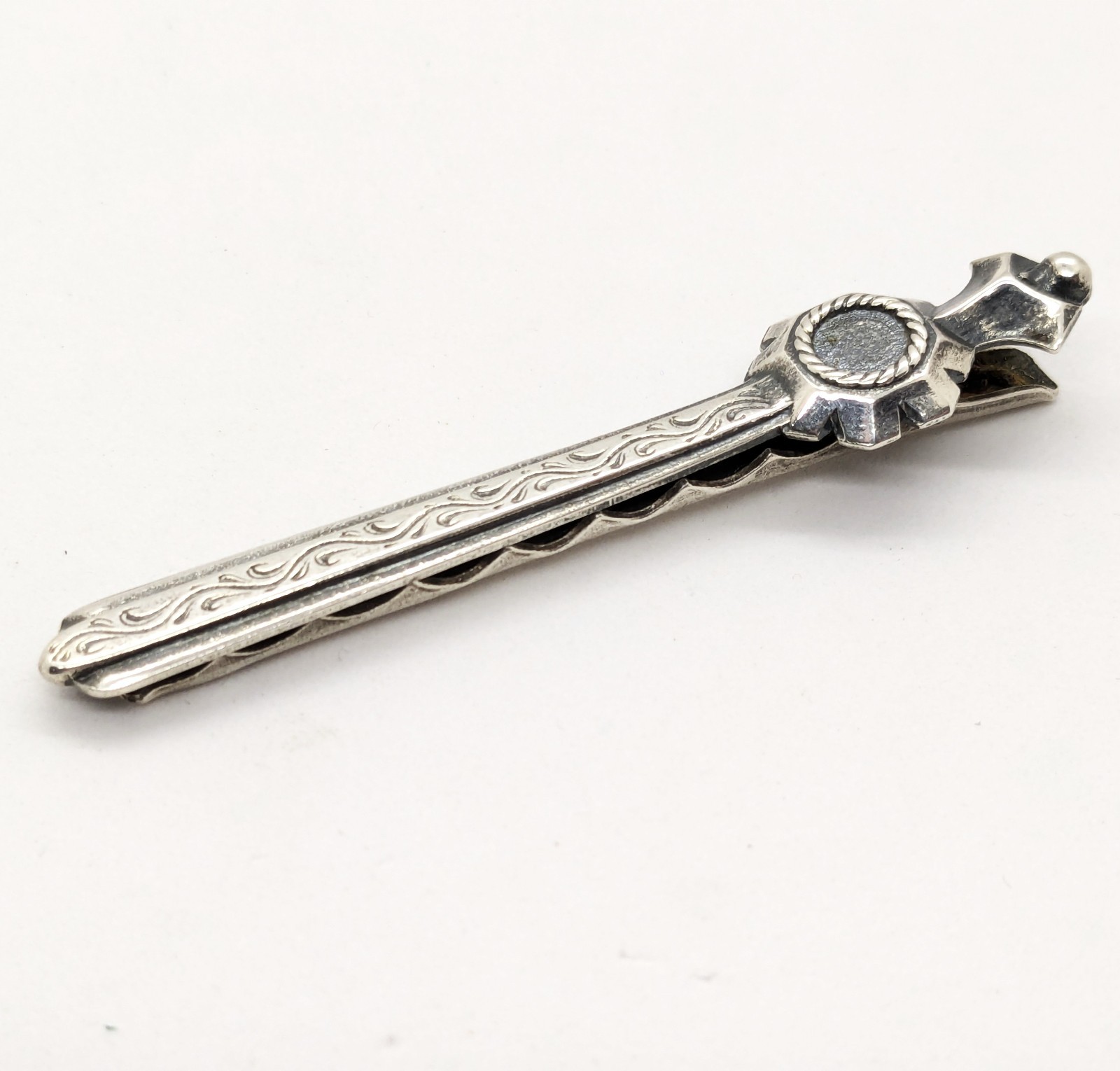 Vintage Luxury Soviet tie Clip made of ⭐875 Silver with the Star USSR hallmark#4