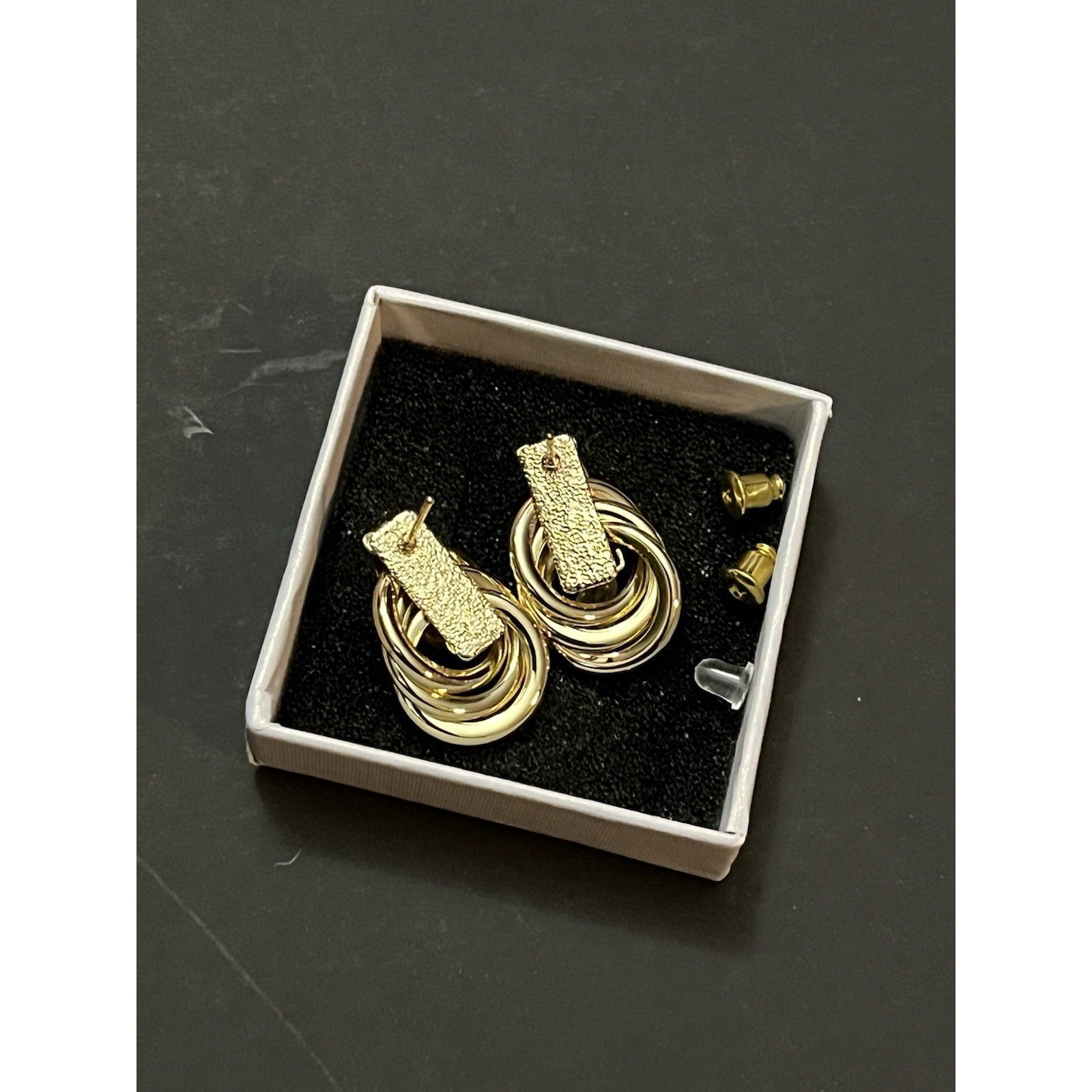 Knot Gold Tone Earring With Additional Back Fastening Option