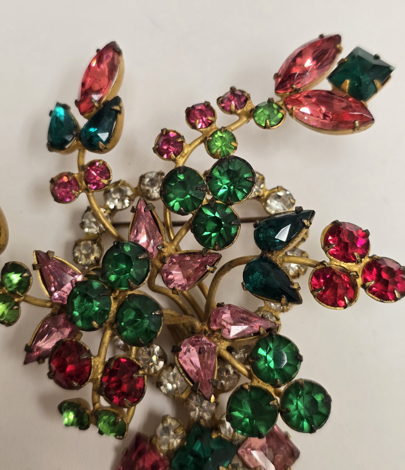 HUGE 4.25” Fashioncraft Robert Unsigned Statement Rhinestone Brooch