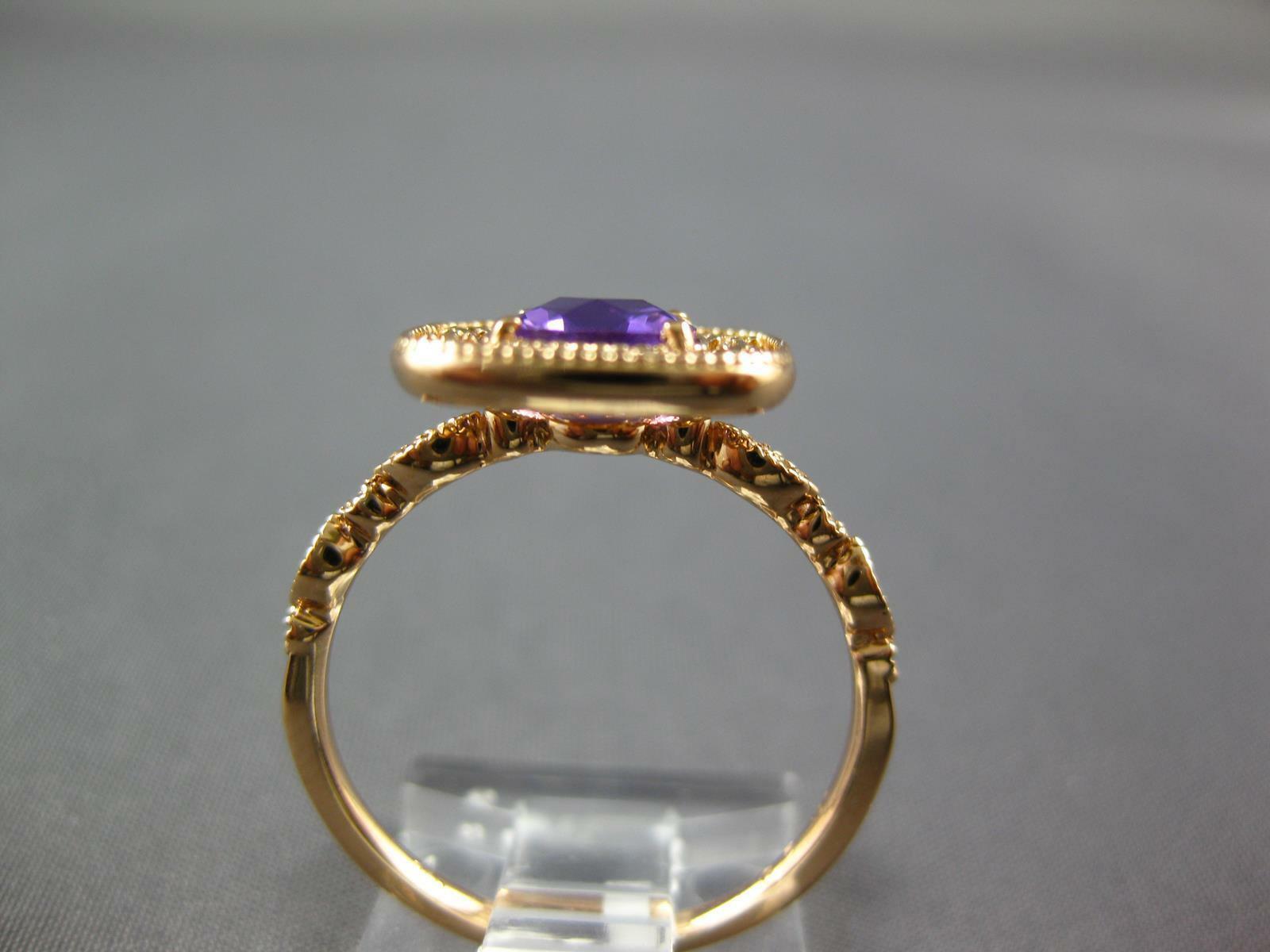 ESTATE .83CT DIAMOND & AAA AMETHYST 18K ROSE GOLD SQUARE CUSHION ETOILE FUN RING