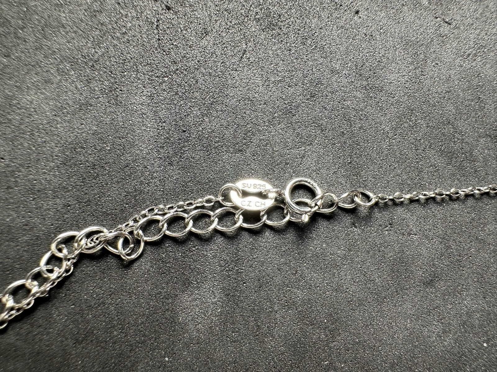 1.53g Vintage Sterling Silver 925 CZ Station Necklace Chain Adjustable 19 in