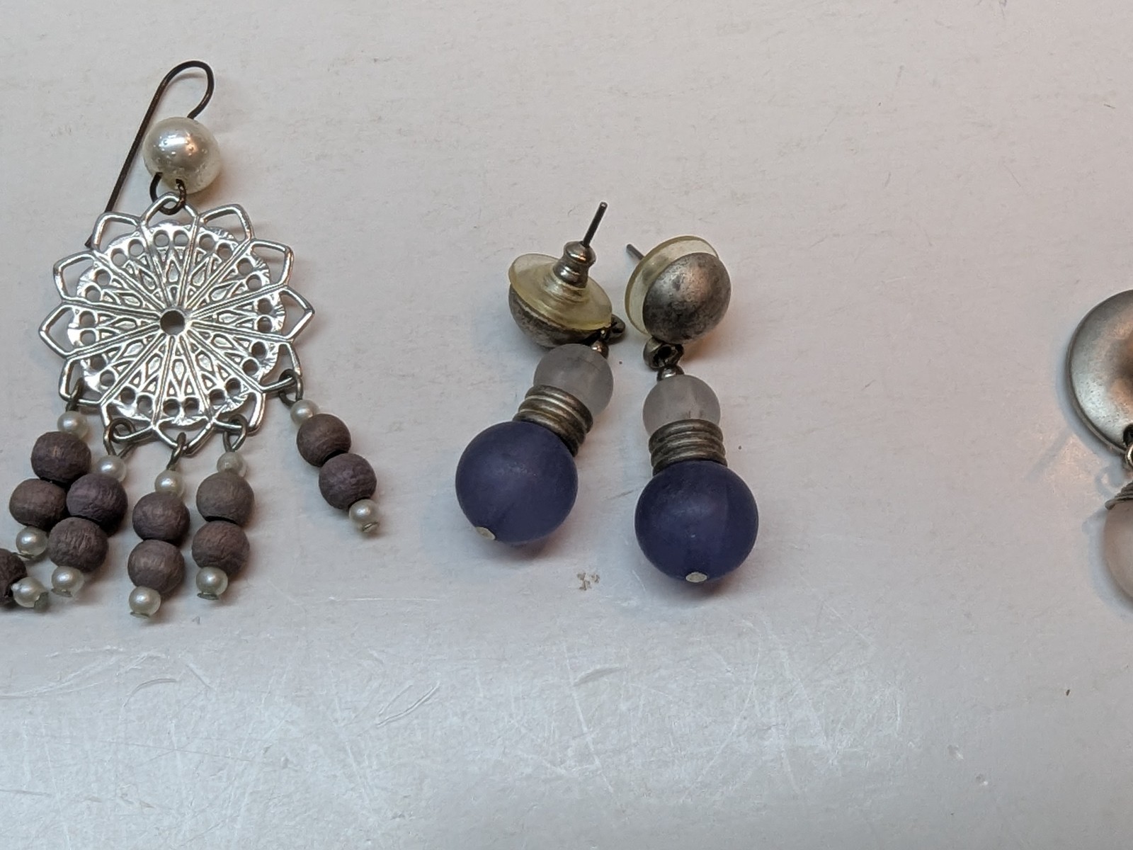 SET OF 6 Earrings Pierced Dangle Drop Hoop Silver Tone Hook Wire Beaded Jewelry