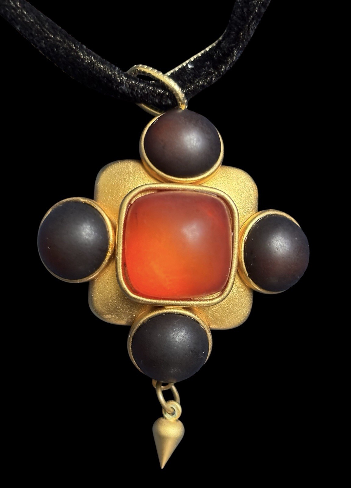 Vtg Inspired Nataly’s Maltese Cross Pendant Reversible Ribbon Choker Necklace