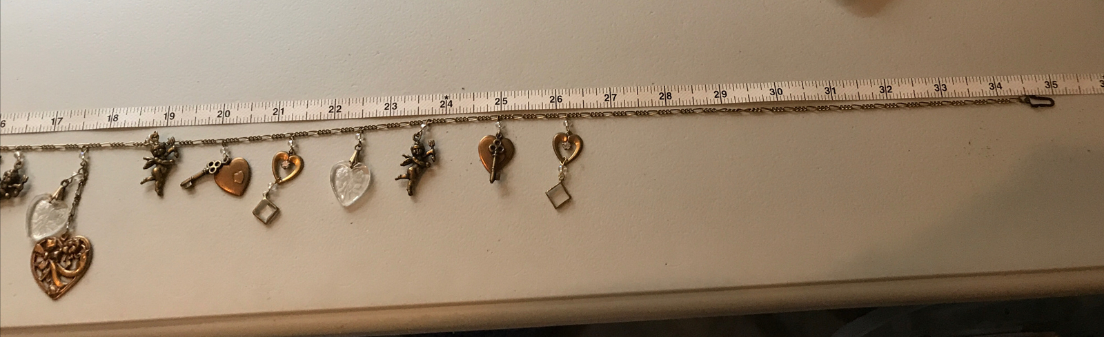 Vintage Glass Works Studio Brass & Glass Charms in Clear Colors Necklace 6