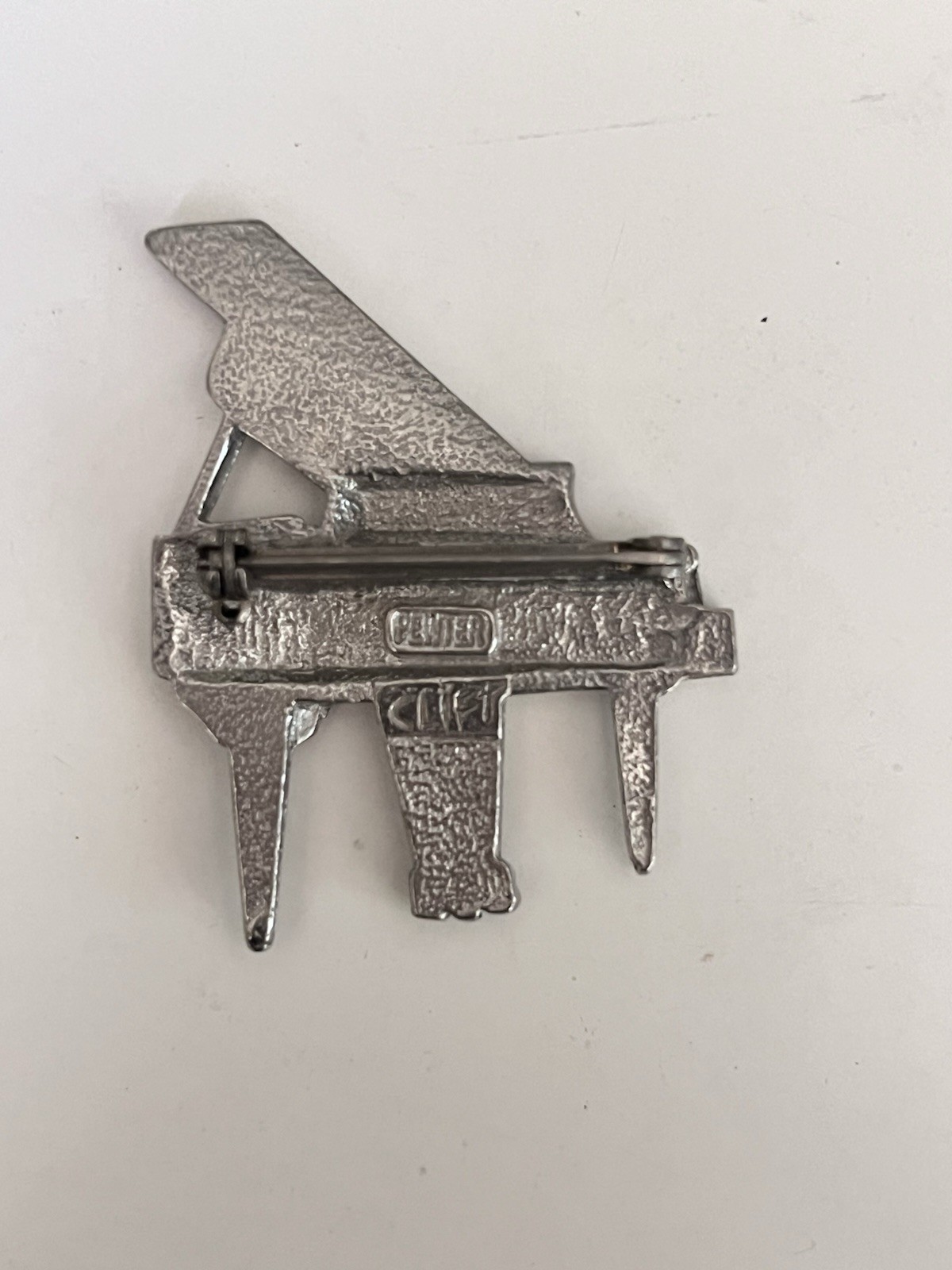 Vintage Pewter Grand Piano Brooch Pin. Signed Clift.