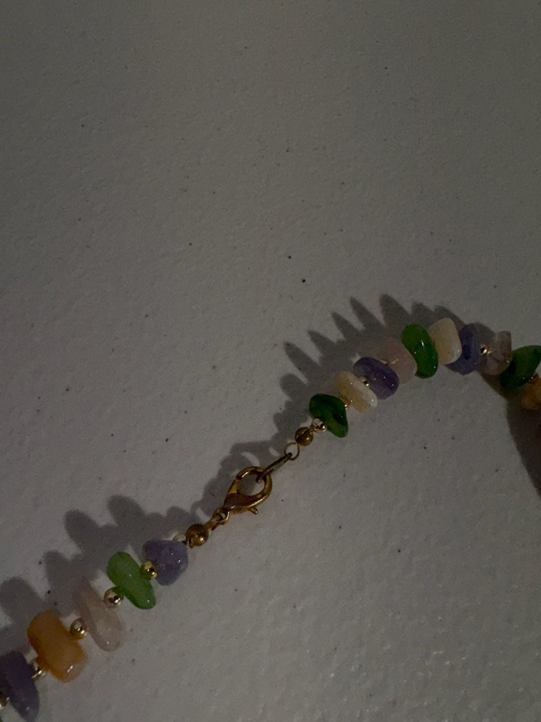 Retro Beaded Necklace Purple Cream Pink Green Gold Vintage Cottage Soft Girl