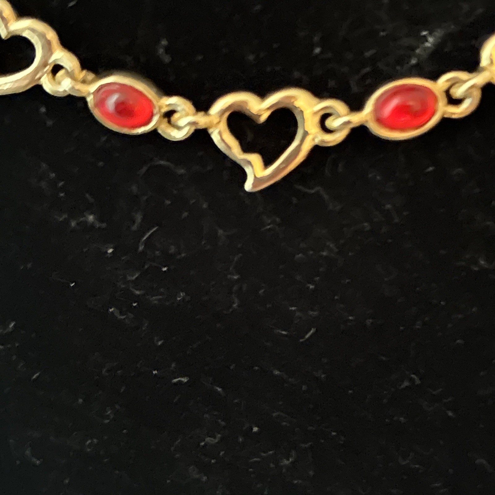 Vtg NWT Jewels by Park Lane Demi-Parure • Necklace & Bracelet Gold & Red Hearts