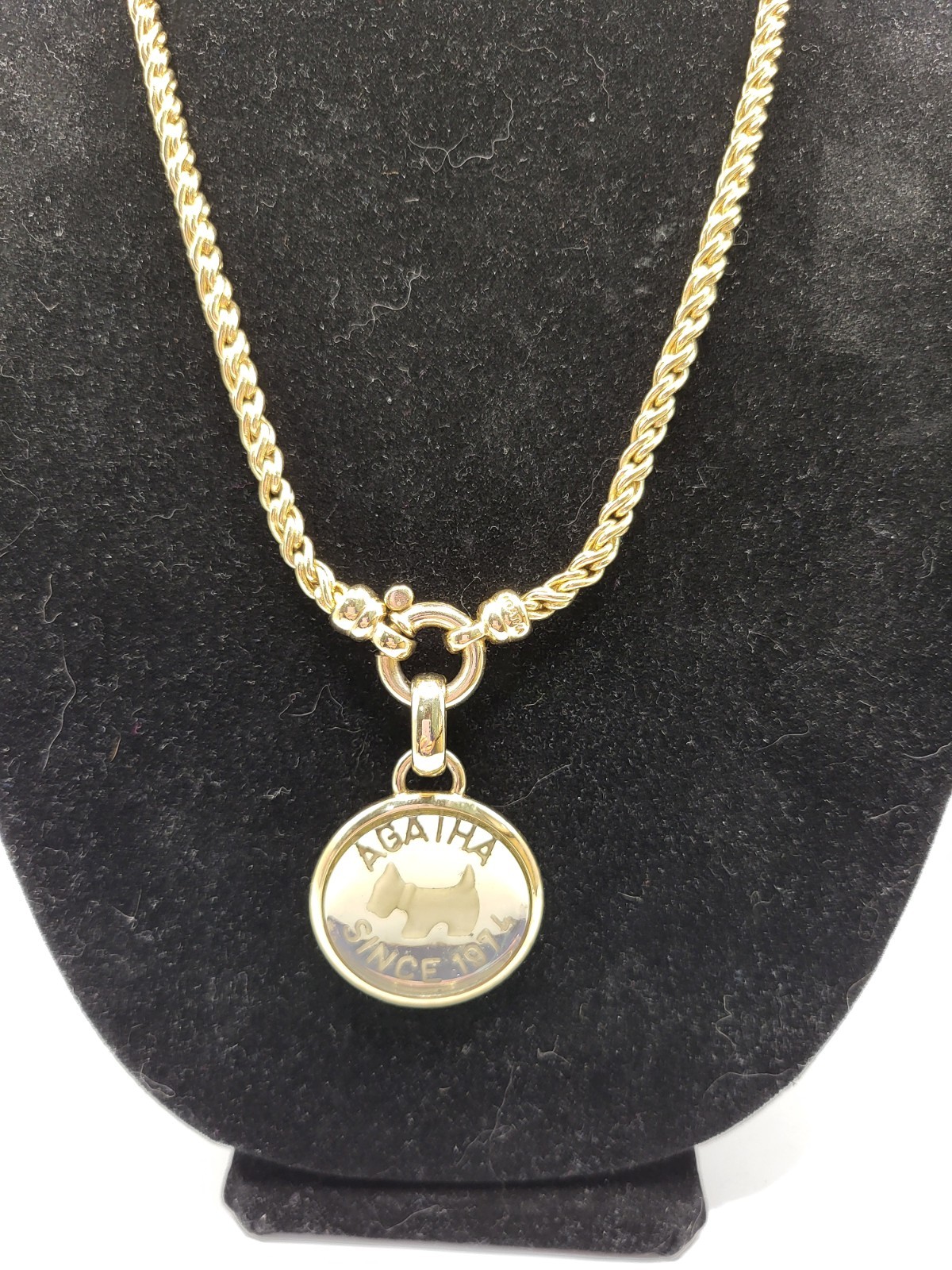 AGATHA PARIS 1974 Heavy Couture Scottie Terrier Dog Pendant Convertible Necklace