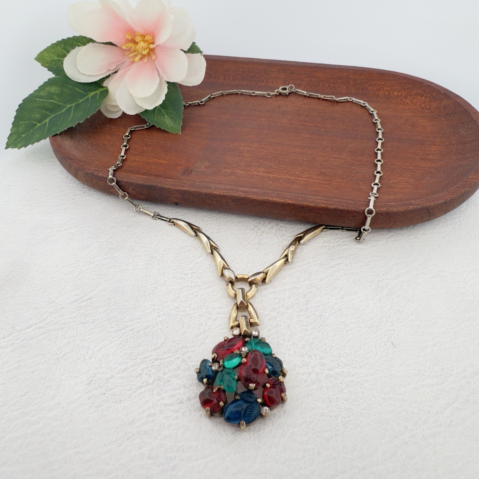 CROWN TRIFARI 🖤 Alfred Philippe 🖤 FRUIT SALAD Molded Glass Necklace STERLING