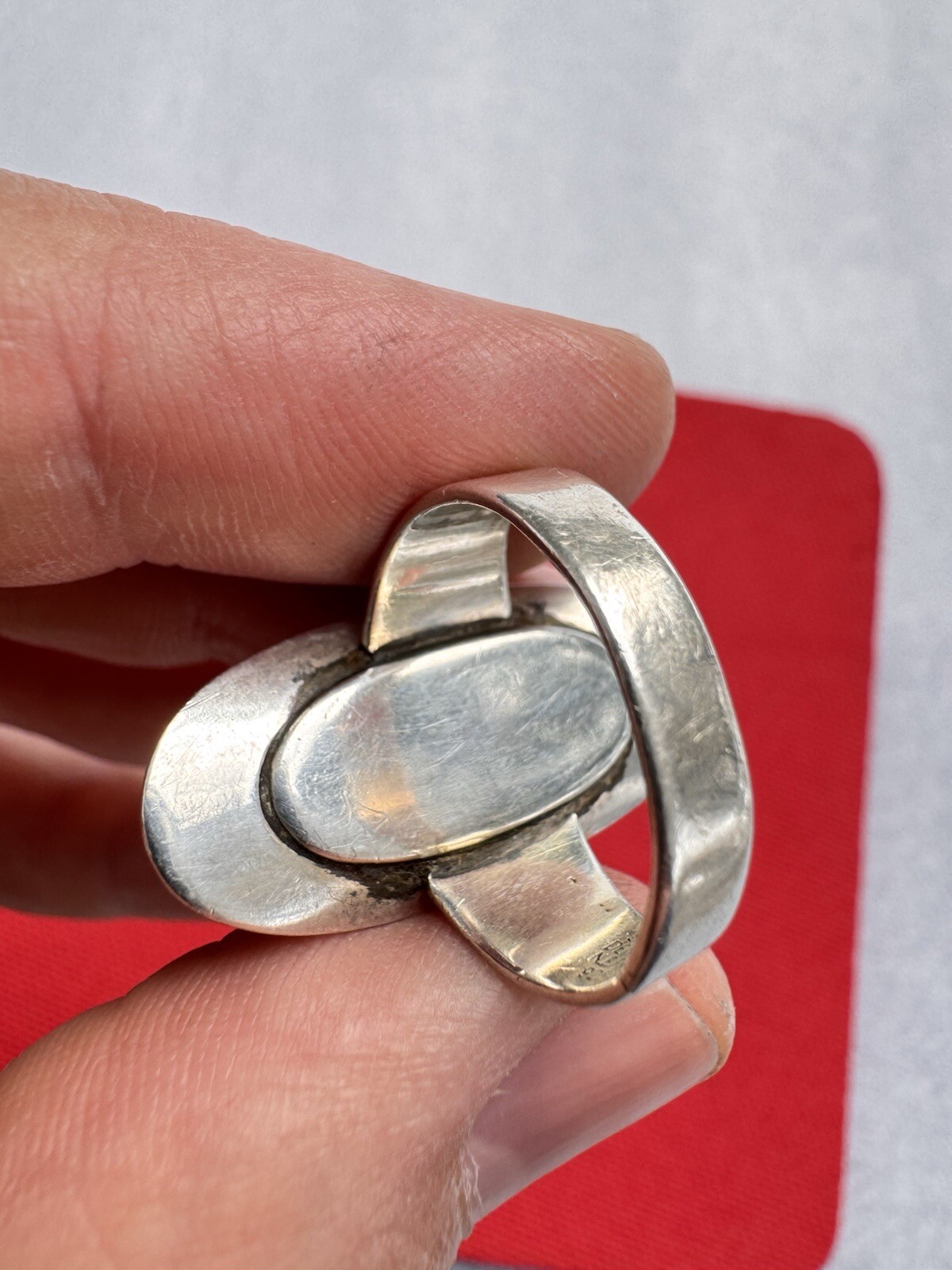 Stunning Niels Erik N.E. FROM Denmark Sterling Silver & Chrysoprase Ring