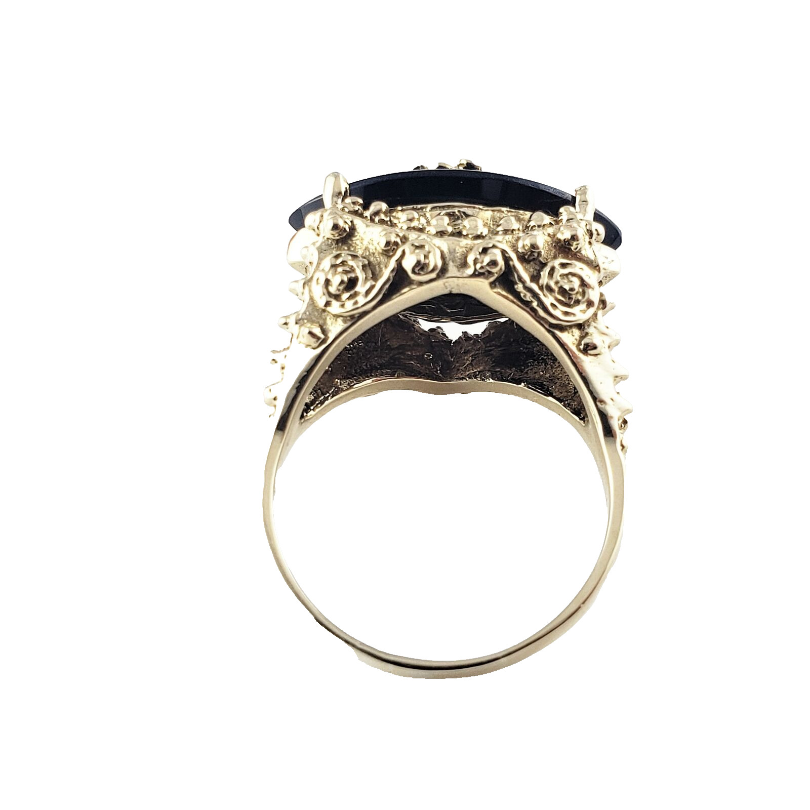 Vintage 14 Karat Yellow Gold Black Onyx and Diamond Ring Size 8.25 #8301