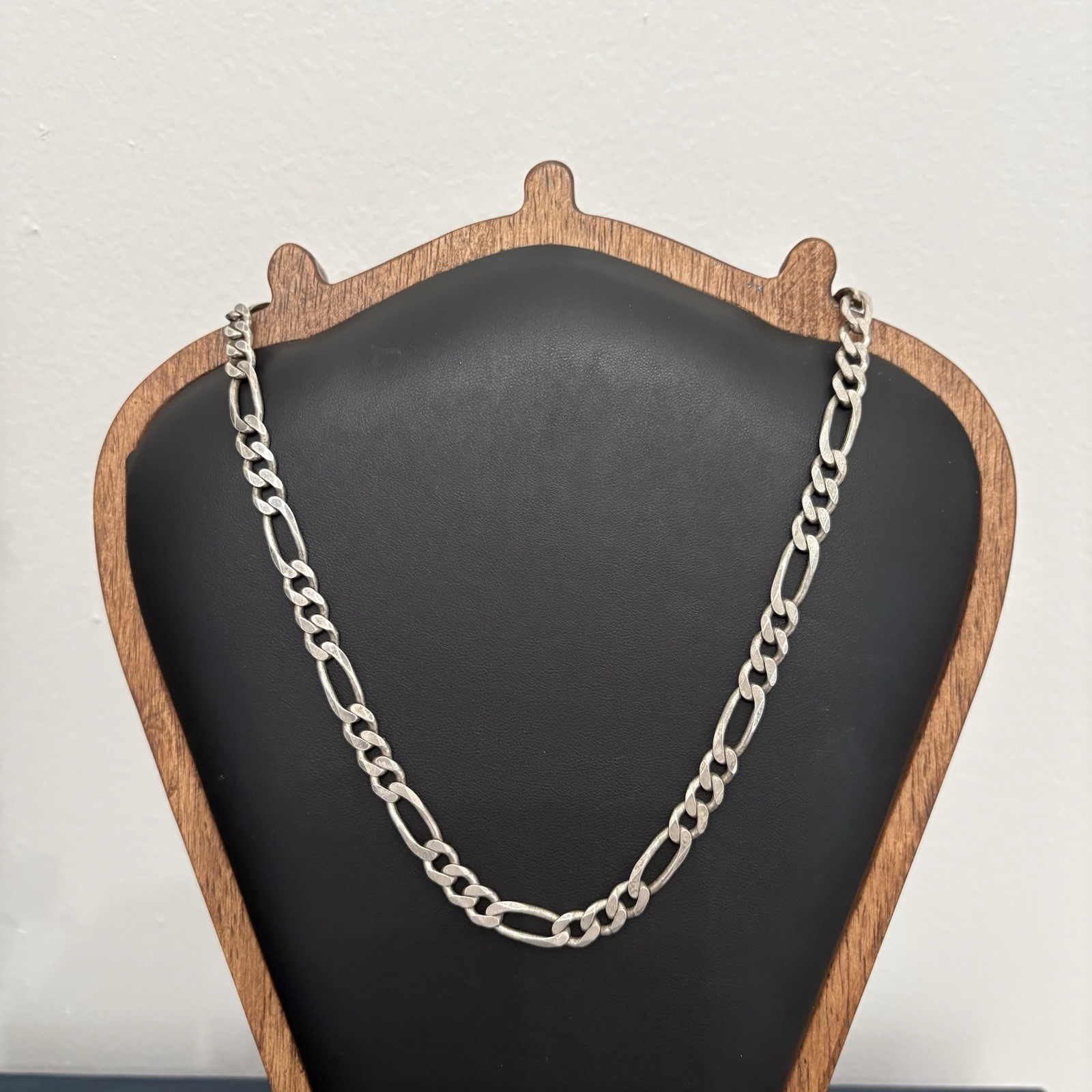 Vintage HAN Italy 925 Sterling Silver Figaro Chain Necklace 42 Grams 20” Long