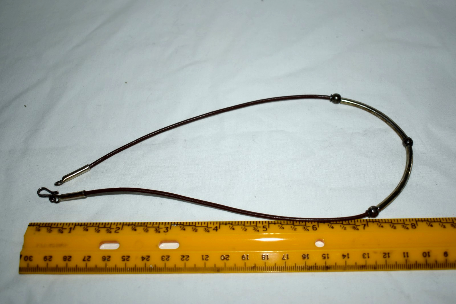 Vintage Mexico Sterling Silver 925 Brown Leather Cord Necklace Choker Unisex B1