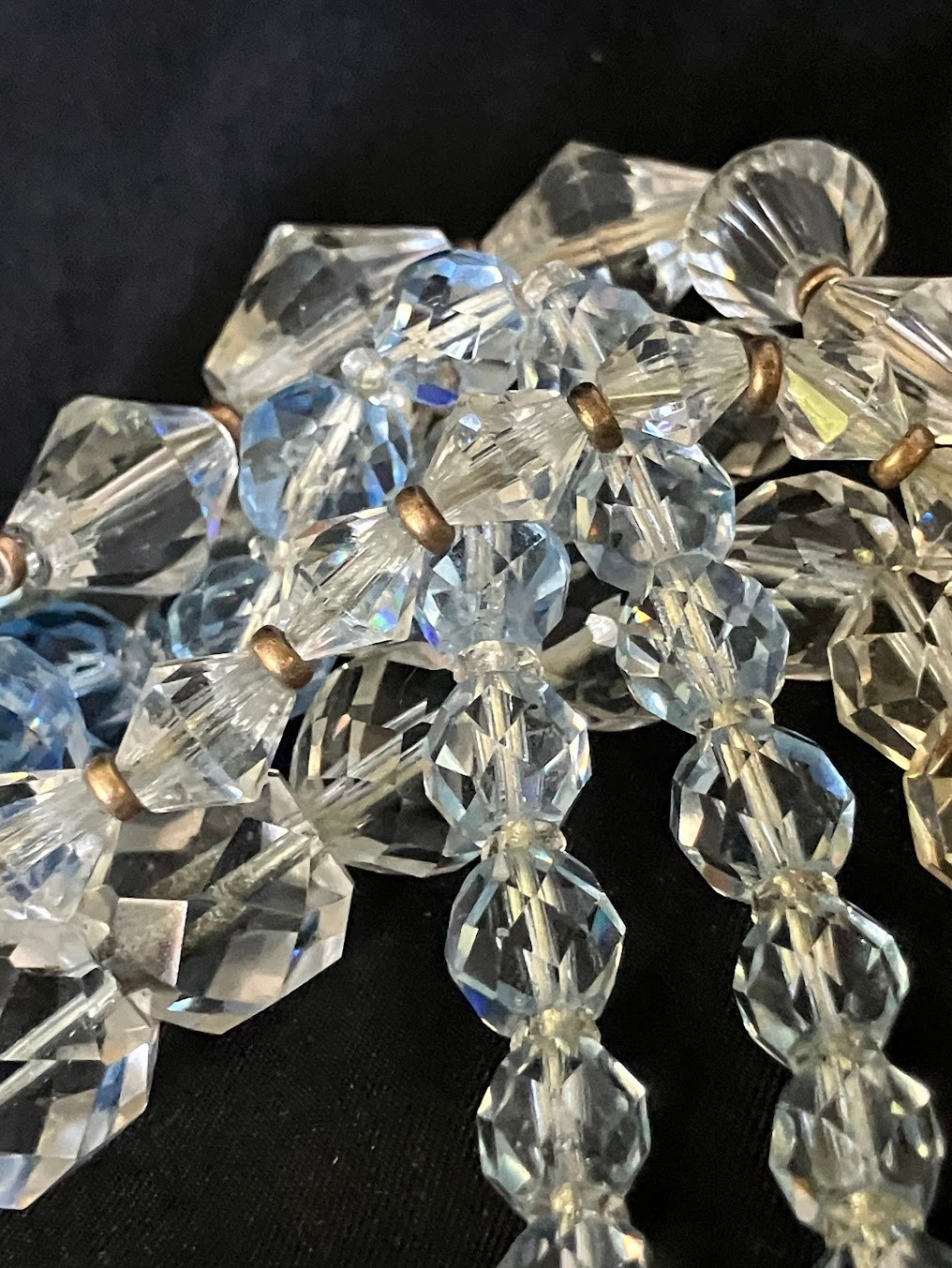 Vintage Faceted Crystal Glass Necklace Lot Cones Rounds FOR RESTRINGING UPCYCLE