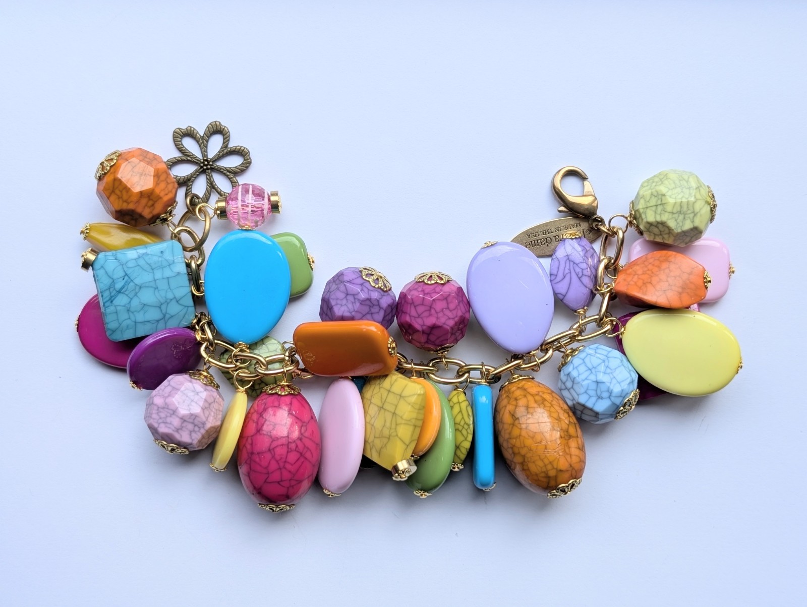 Lenora Dame Sock Hop Goldtone Chunky Charm Bracelet