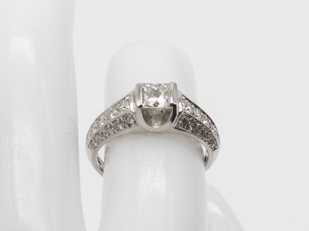 Designer $5000 1.52ct VS H Princess Cut Diamond 14k White Gold Wedding Ring