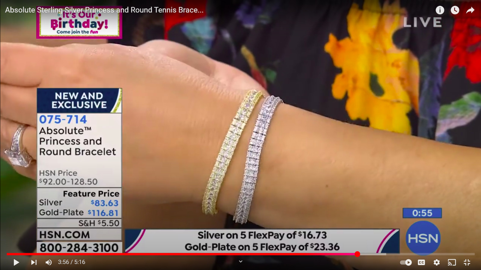 Absolute Sterling Silver Quadrillion Cut Tennis Bracelet HSN