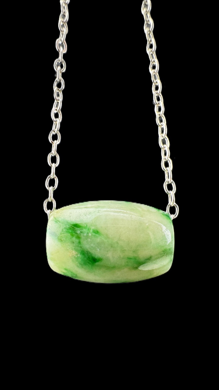 Certified Grade A Burma Jadeite Necklace Transference Bead Design Vivid Green