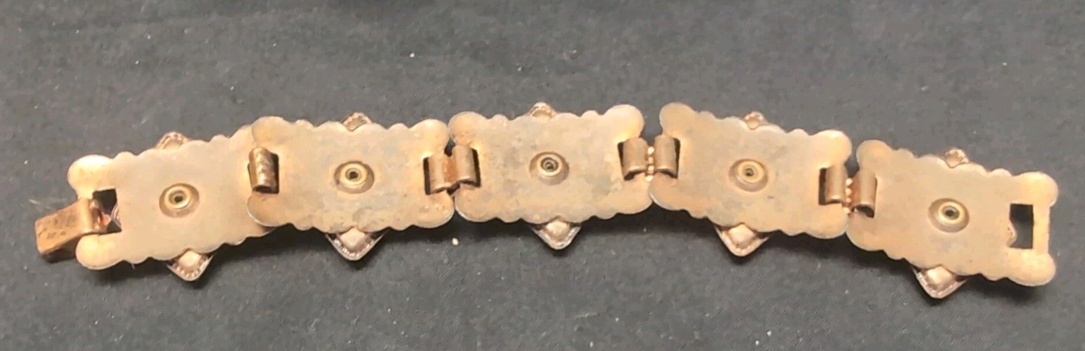 Vintage Copper Tone with5 Stones Bracelet 925