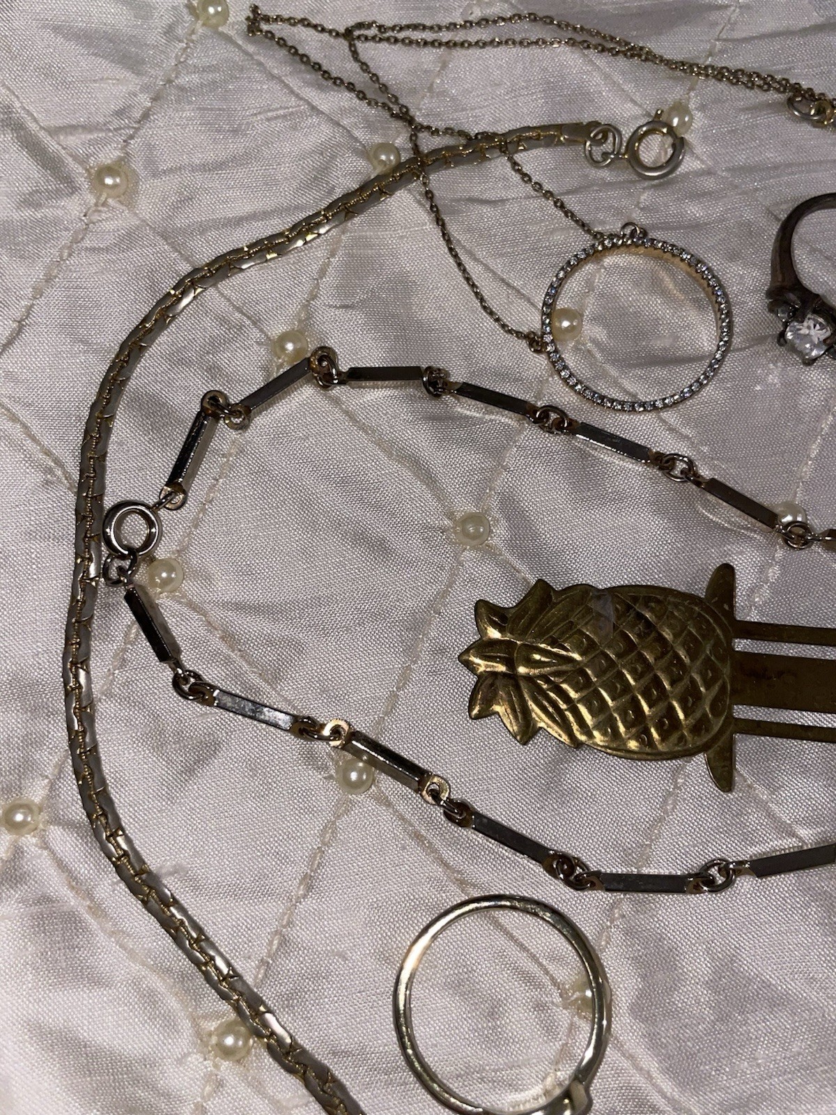 Vintage Costume Jewelry Lot Estate Chain Rings Tarnished As Is Untested Unmarked