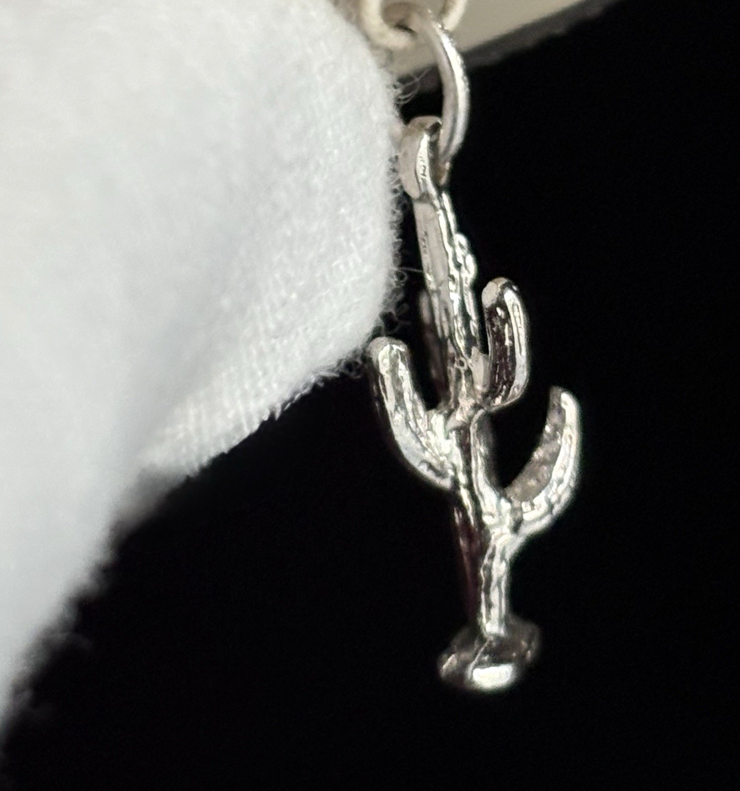 Sterling Silver Saguaro Cactus Desert Western Charm Pendant Vintage STG Fisher