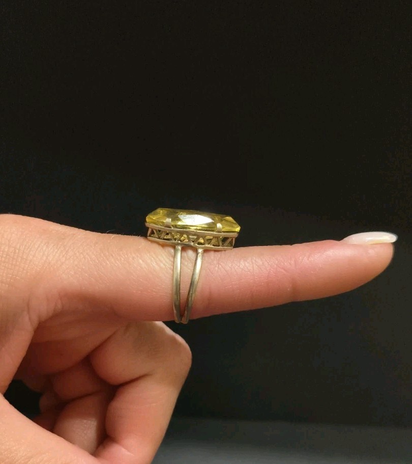 Vintage Gilt Silver Engagement Ring 875 soviet Women’s Jewelry