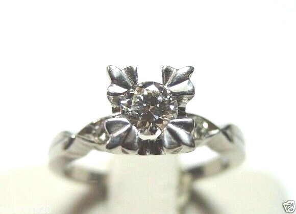 Antique Art Deco Diamond Engagement Platinum Ring Size 4.75 UK-J EGL USA