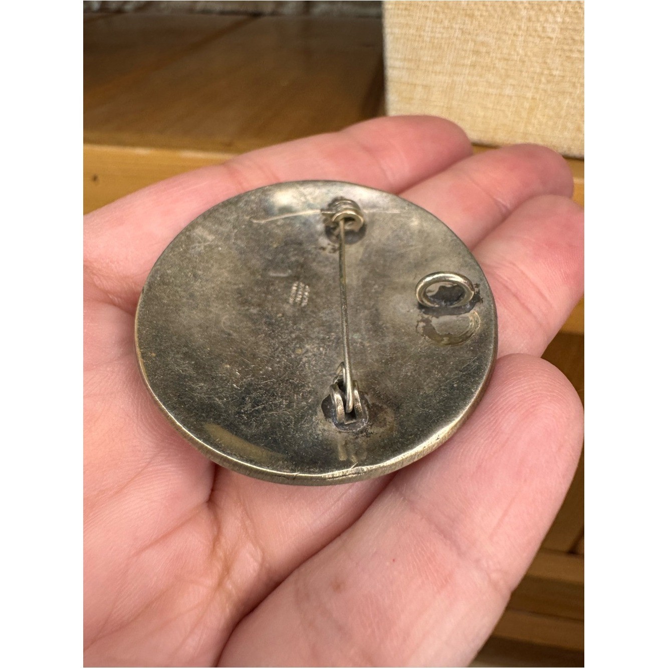Vintage Alpaca Mexico Abalone Inlay Pendant or Brooch
